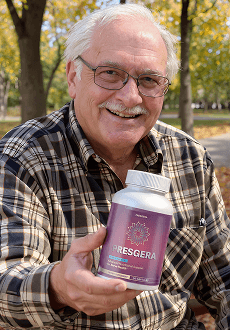 Carlos holding a bottle of Alitoryn